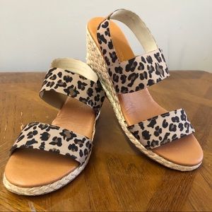 André Assous Leopard Print Wedge Sandal